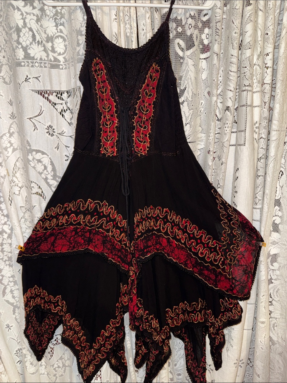Advance Apparels boho Black Dress with Red Embroidery